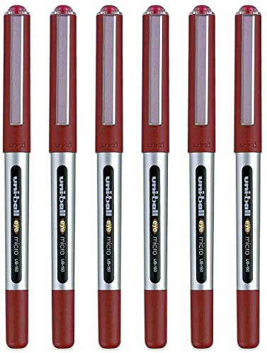 uni-ball Eye Micro UB-150 Gelschreiber, 0,5 mm, 6 Stück, rote Tinte, in Geschenkbox