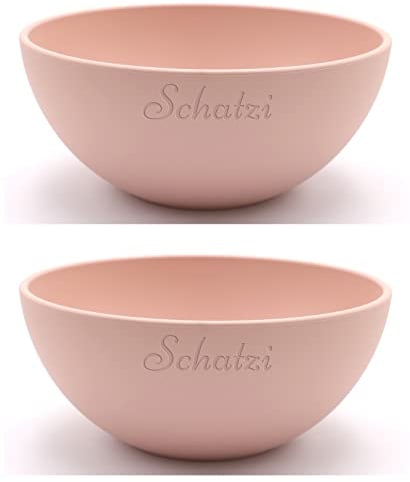Magu Lot de 2 bols à céréales personnalisés, gravés 16 cm, avec nom Biopolymère, en plastique biologique, 100 % sans pétrole, gravure personnalisée 140062 fleur de cerisier