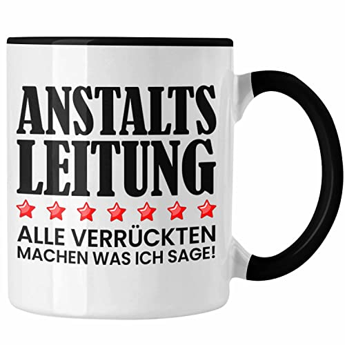 Trendation - Chef Tasse Geschenk Von Team Bester Chef Geschenkidee Lustiger Spruch Schaf Tasse Alle Verrückten Machen Was Ich Sage (Schwarz)