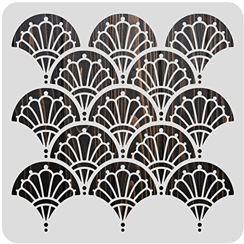 BENECREAT 30x30 cm Große Moderne Art-Deco-Schablonen Aus Kunststoff, Malschablonen Mit Geometrischen Blumenmustern Für Wände, Möbel, Böden