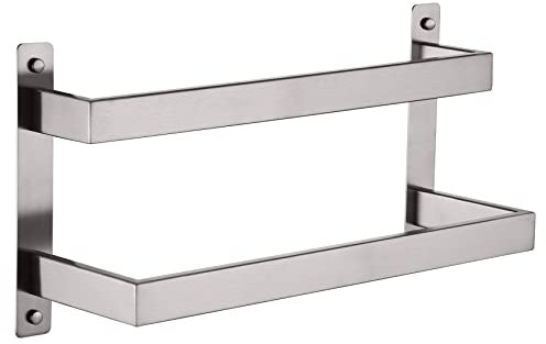 KOKOSIRI Handtuchstangen 40,6 cm Badezimmer 2 Etagen Leiter Handtuchhalter Handtuchhalter Wandmontage Handtuchregale Regal Gebürsteter Edelstahl B5008BR-L16