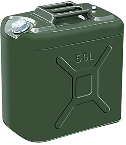 YILEFU Vert Bidon pour Carburant Essence Diesel Bidon d'essence en Métal avec Bec Verseur Flexible Grande Capacité Bidon De Carburant épais De Secours d'urgence,50L