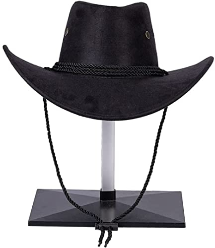 DierCosy Western Cowboy Hüte Faux Filz Breite Krempe im Freien Sonnenschirm Hut mit Schnur für Männer Frauen