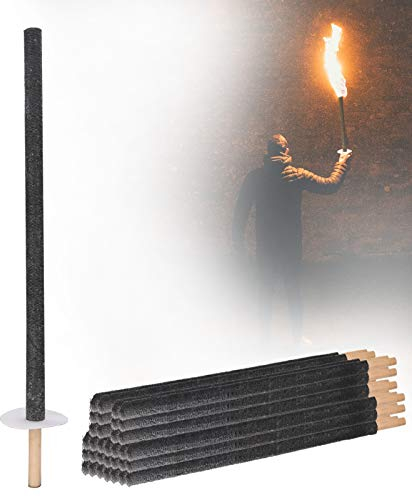 Ansobea 150 Stück Wachsfackeln Brennzeit 100 min, Gartenfackeln mit Handschutz, Fackel Feuerfackel mit Extra Langem Griff, für eine Wanderung mit Kindern, Lagerfeuer, Outdoor