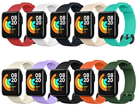 MoKo 10 Stücke Armband Kompatibel mit Xiaomi Mi Watch Lite/Redmi Watch, Weiches Silikon Sportarmband Ersatzarmband Uhrenarmband - Mehrfarbig