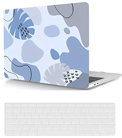 Coque Compatible avec MacBook Pro 15 Pouces 2015 2014 2013 2012 Version A1398 avec Retina Display, Étui Rigide Protecteur en Plastique et Housse de Clavier, Feuilles Bleues