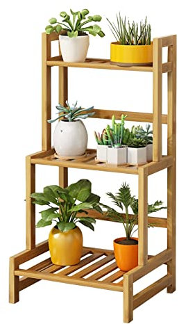Pflanzenständer aus Holz mit 3 Ebenen, Regal für Blumen, Topflappen, Leiter, Pflanzen, Präsentationsständer für den Innen- und Außenbereich, Balkon, Garten, Höhe 72 cm (Size : 40x33x72cm)