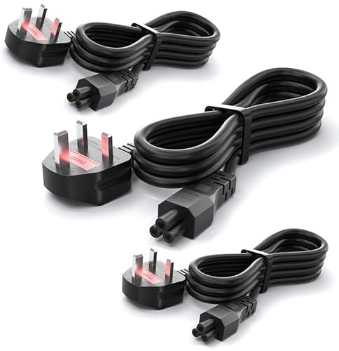 (3 Pack) CYD 4FT 3 Prong Mickey Mouse AC Power Cord made for Dell, HP, Acer, Asus Laptop Notebook Computer, LG LCD LED Smart TV, Monitor, Epson Printer Power Cable (IEC-60320 C5 to NEMA 5-15P)