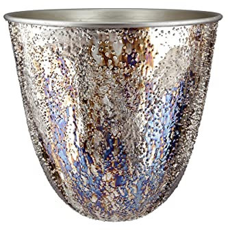 GILDE Macetero de Metal para decoración de salón, Regalo para Mujeres, cumpleaños, día de la Madre, Color: marrón metálico, Altura 29 cm