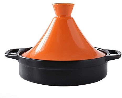 Tajine marocchina Pentola con Coperchio Casseruola in Ceramica Vaporiera Padella Pentola Sana Pentola di Terracotta per Cottura lenta Arancione 1,3 Quart