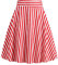 Damen Swing Rock 50s Retro Vintage Rockabilly Knielang Festliche R?ck 50er Jahre Vertikale Streifen A-Linie Faltenrock High Waist Skater Rock Party M?dchen Glocken Sommer Freizeitrock Rot L
