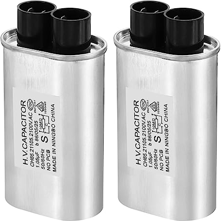 PATIKIL Micro-ondes Condensateur, 2 Pcs 1.05uF Ac 2100V Haute Tension Condensateur 7mm Broche Distance pour Universel Micro-ondes Four, Argent Ton