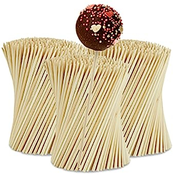 Relaxdays Palos Cake Pop, 1000 Unidades, 15cm Largo, Palillos Piruleta Bambú, Palitos Popcake, Pinchos de Tarta, Natural, 15 cm