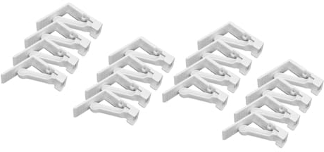 Fackelmann 9921750 Lot de 16 Pinces à Nappe avec Ressort, Pince Nappe extérieure, Pince Nappe Ajustable, Plastique, Blanc, 5,5 cm