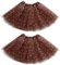 EUPSIIU 2 Pcs Layered Tulle Dance Tutu Skirts, 3 Layers Tulle Sequin Star Ballet Tutus for Girls 2-8 Years, Brown
