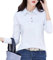 Women's Basic Long Sleeve T Shirt Cotton Polo Collar T- Shirt Button Casual Formal Work Top White M
