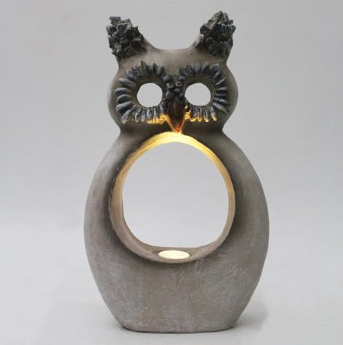 Arnusa Solar Gartenfigur Eule Silhouette mit warmweißer LED Beleuchtung 33cm Gartendeko Solarlampe Dekofigur Außen