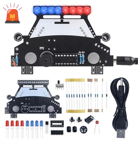 DONGKER Kit di saldatura fai da te per auto della polizia con luci a LED e cicalino, set di esercizi elettronici per studenti, insegnamento e apprendimento fai da te