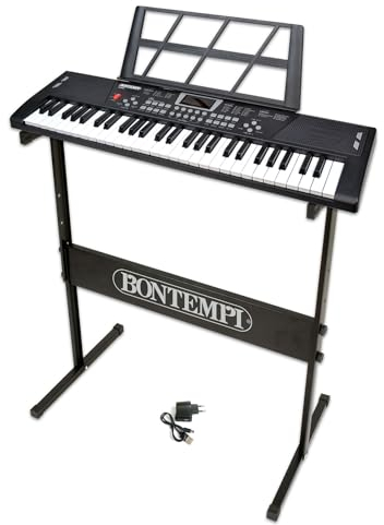 Bontempi | HarmonyLegs - Teclado Piano Digital de 54 Teclas, con Patas Reposa Teclado y Teclas Luminosas Perfecto para la Diversión, 74.9x23.9x8.9 cm