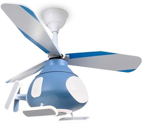 Azabak Ventilador de techo Infantil con Altavoz bluetooth, Diámetro 80 cm, 6 Velocidades, Mando/APP, Motor DC 30W, RGB, 3 Tonos de luz, Dimable, 100W, 6800 Lúmenes