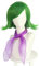 COSPLAZA Disgust Deep Green Wig Ekel Kurze gewellte grüne Damen Cosplay Perücke mit lila Schal