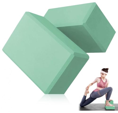LULUWA Lot de 2 Blocs de Yoga Exercice en EVA avec Haute Densité et Antidérapant pour Améliorer la Force l'équilibre et la Flexibilité Briques de Pilates Légères pour Fitness