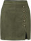 CHICTRY Women Mini Skirt Short Pencil Skirt Faux Suede Split Hem Bodycon Back Zipper Club Night Out Army Green S