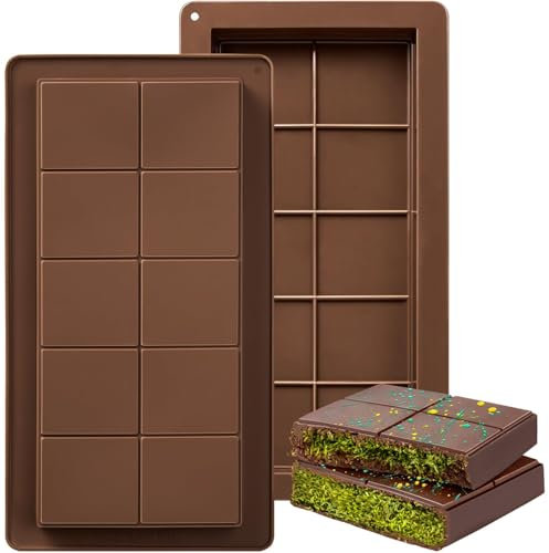 EnixwH 2 Molde Tableta Chocolate, Moldes De Silicona para Chocolate, Moldes De Silicona para Manualidades, Molde Silicona Chocolate Antiadherentes De Rectangular, para Hacer Chocolate (Forma 6)