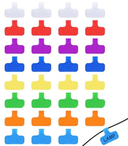 32pcs Cable Cord Labels Large Size for Organizing Wires & Identification Multicolored Handwriting Cable Tags Wire Labels for Cable Management Self Adhesive Reusable Wire Tags for Electronics Computers
