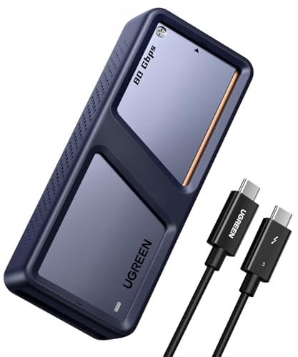 UGREEN 80 Gbps Boîtier M2 SSD NVMe Compatible avec Thunderbolt 5, Thunderbolt 4 et USB 4 Adaptateur Disque Dur Externe Aluminium M.2 2280 pour Windows, Linux, MacOS, Câble Inclus Supporte Trim