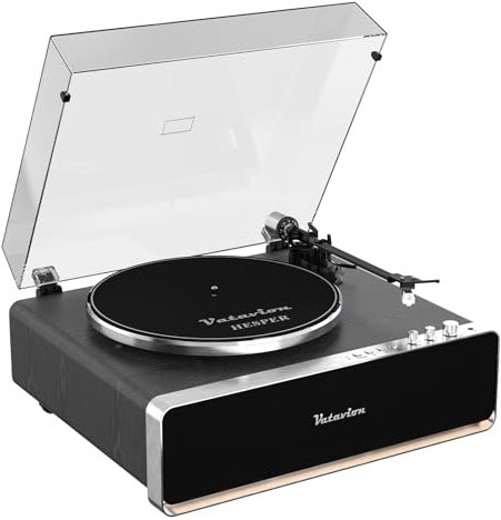 VATAVION - Vinyl Record Player, Built-in Speakers, Phono Preamp, All-in-One, HiFi Retro Bluetooth Turntable for Vinyl Records, MM AT-3600L Cartridge, Drive Belt