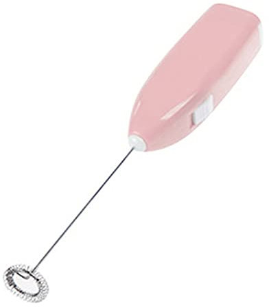Electric Hand Mixer, Small Plastic Metal Cordless Electric Hand Mixer Battery Powered for Home, Hotel, Cafes, Mixing Coffee, Milk, Wine (Pink)
