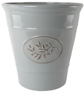 Classic Olive Plastic Planter for Gardening – Outdoor & Indoor Flowers Pot with Glossy Finish | Weatherproof Plant Pot with Drainage Holes – Flower Pots for Gardens & Balconies (Grey, 30cm-Pack 1)