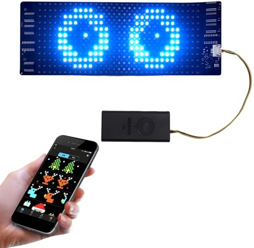 Flexibles LED-Display mit App-Steuerung, HD-Vollfarb-programmierbarer LED-Bildschirm mit 12 x 32 Auflösung, wasserdicht, tragbares RGB-Schild für Taschen, Hüte, Brillen, Zubehör (158,5 x 58 mm)