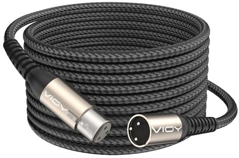 VIOY XLR Microphone Cable 10 M, Mic Male to Female Balanced Cord 3 Pin - Nylon Braided XLR Extension Cable for Microphone, Mixer, Recoding Studio, Amplifier, Podcast, etc