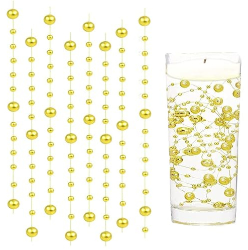 20 Deko,Schwimmende Kerzen Kunstperlen Perlenschnur Vasenfüller Gold Wasserperlen Schwimmkerzen für Hochzeit Dekofür Tischdekoration Valentinstag Braut Haarschmuck Heimdekoration 1,2 M Keine Kerzen