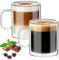 TKNO 2 Pack 400ml Double Walled Glass Mugs – Insulated Clear Tea & Coffee Cups, Large Borosilicate Glasses with Handles, Heat Resistant Latte, Herbal, or Iced Drink Mug
