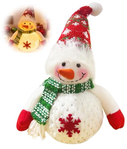 Dongcill Weihnachtsdeko Schneemann Figuren mit LED Licht,Schneemann deko Figuren Wichtel Plüsch Deko,Weihnachten Tischdeko Weihnachten Deko Figur für Weihnachtsdeko Innen Kamin Büro Zimmer