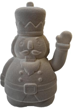 AM-Design Winkefigur Nussknacker Grau H:17,5 cm - Wichtelfigur Beflockt mit Winke-Funktion, Nussknackerfigur, Winkewichtel Weihnachten, Weihnachtsdeko