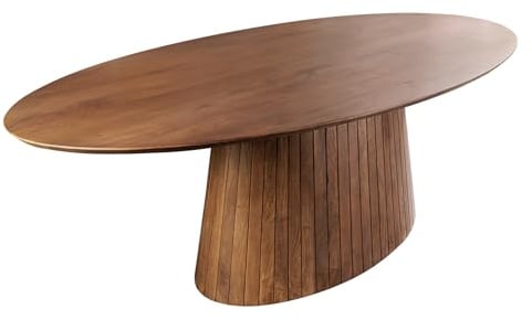 Esstisch ART DECO 220cm - braun - Mangoholz - höhenverstellbare Füße Unikat | Massiv, für 10 Personen, hochwertig, individuelle Maserung, natürliche Optik, Akazienholzgestell