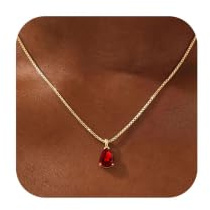 ZNBOH Geburtsstein Kette Damen 18K Gold/Silber 925 Halskette mit Anhänger | Wasserfeste Chain Goldkette Silberkette mit Amethyst Zirkonia Tropfen,Venezianerkette,Modeschmuck,Geschenk für Frauen Mädchen