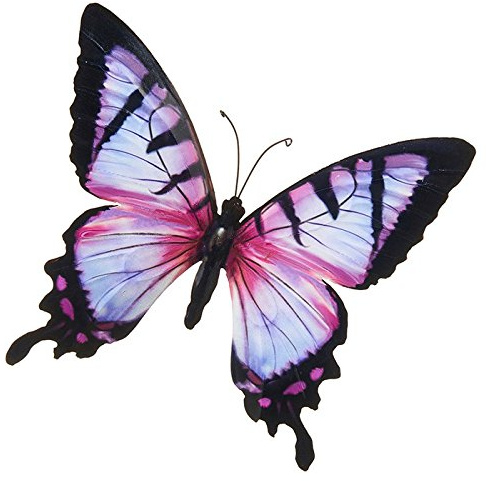 Willow & Avon Bright Pink Purple Single Butterfly Metal Wall Art Plaque 31cm x 35cm