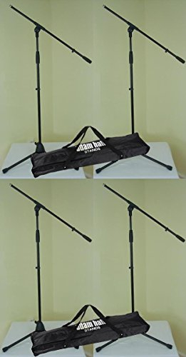 4 x Adam Hall S 5 BE - Mikrofon-Ständer mit Schwenkarm/Galgen & 2 x Transport-Tasche - Mikrofon-Stativ Dreibein schwarz S5BE + SMICBAG