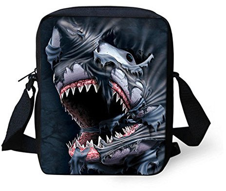 HUGS IDEA Kleine Umhängetasche mit Tiergesicht, hai, S, Kuriertasche