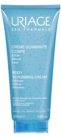 Uriage Körperpeeling-Creme mit Natürlichen Kieselerde-Perlen - 3-in-1: Peeling, macht weich & glättet - entfernt sanft abgestorbene Hautzellen, für empfindliche Haut - cremige Textur - 200ml
