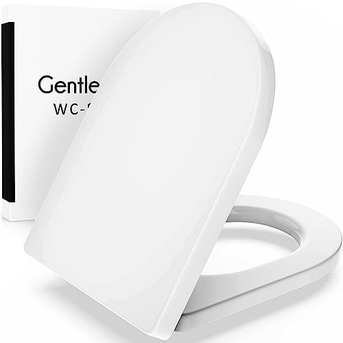 Gentlemen® Premium WC-Sitz mit Absenkautomatik – Antibakteriell dank Duroplast – Toilettendeckel mit QuickClean Funktion – Einfacher Einbau von oben - Toilettendeckel, Klodeckel D Form