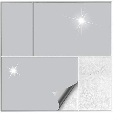 Kiwistar Fliesenaufkleber Hellgrau Glänzend - 15 x 20 cm - 50 Stück - Klebefliesen zum Überkleben von Wandfliesen - Fliesensticker für Küche Bad Fliesenmuster - selbstklebend und wasserfest