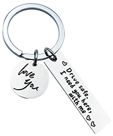 Daesar Schlüsselanhänger Drive Safely I Need You here with me, Schlüsselband Ring Edelstahl Freundschaft Schlüsselanhänger mit Spruch