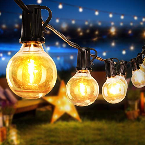 Opard LED Outdoor String Lights - 31ft Mains Powered With 25+2 E12 Base G40 Plastic Bulbs - Festoon Lights for Garden, Patio, Party, Porch (Indoor & Outdoor)