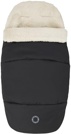 Maxi-Cosi kuschelig weicher 2-in-1 Fußsack, geeignet für alle Maxi-Cosi Kinderwagen, auch als Sitzpolster verwendbar, Black (schwarz)